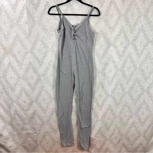 Many Many Grey front lace up knit bodysuit size L